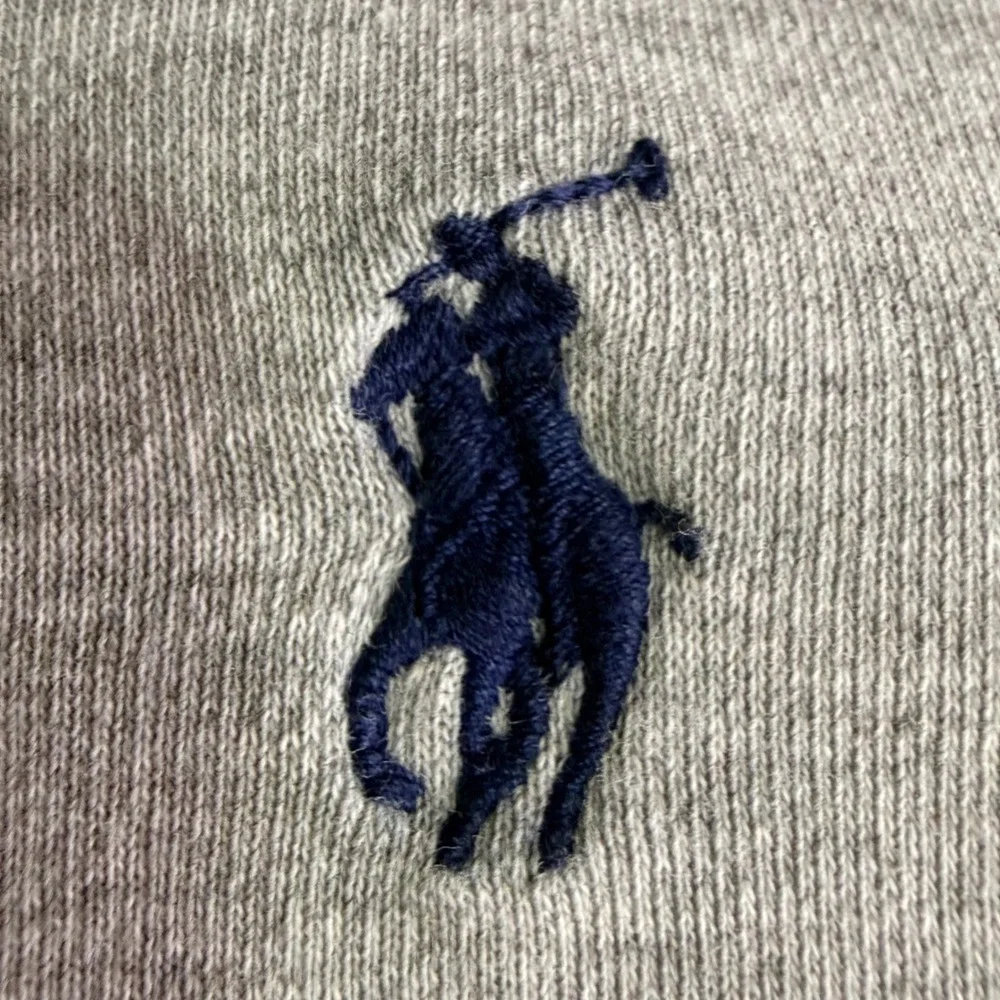 Polo Ralph Lauren Polo Shirt Mens Large Gray Navy Blue Pony Logo Cotton Golf